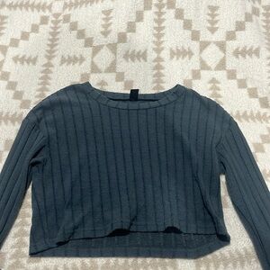 SHEIN Bluish-Gray Cropped Long-Sleeve